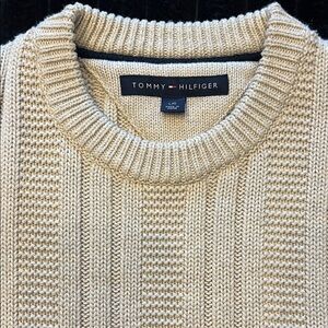TH Men's Tan/Cream Crewneck Knit Sweater